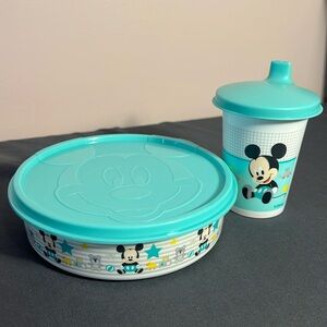 Vintage Tupperware Mickey Mouse Bowl and‎ Sippy Cup